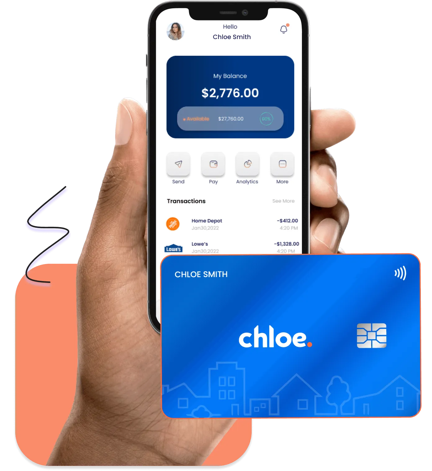 Image of Chloe HELOC Credit Card and Chloe's Home Insights App